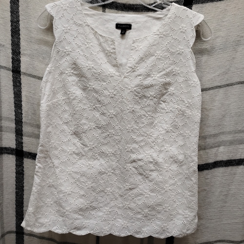 Talbots White Eyelet Blouse